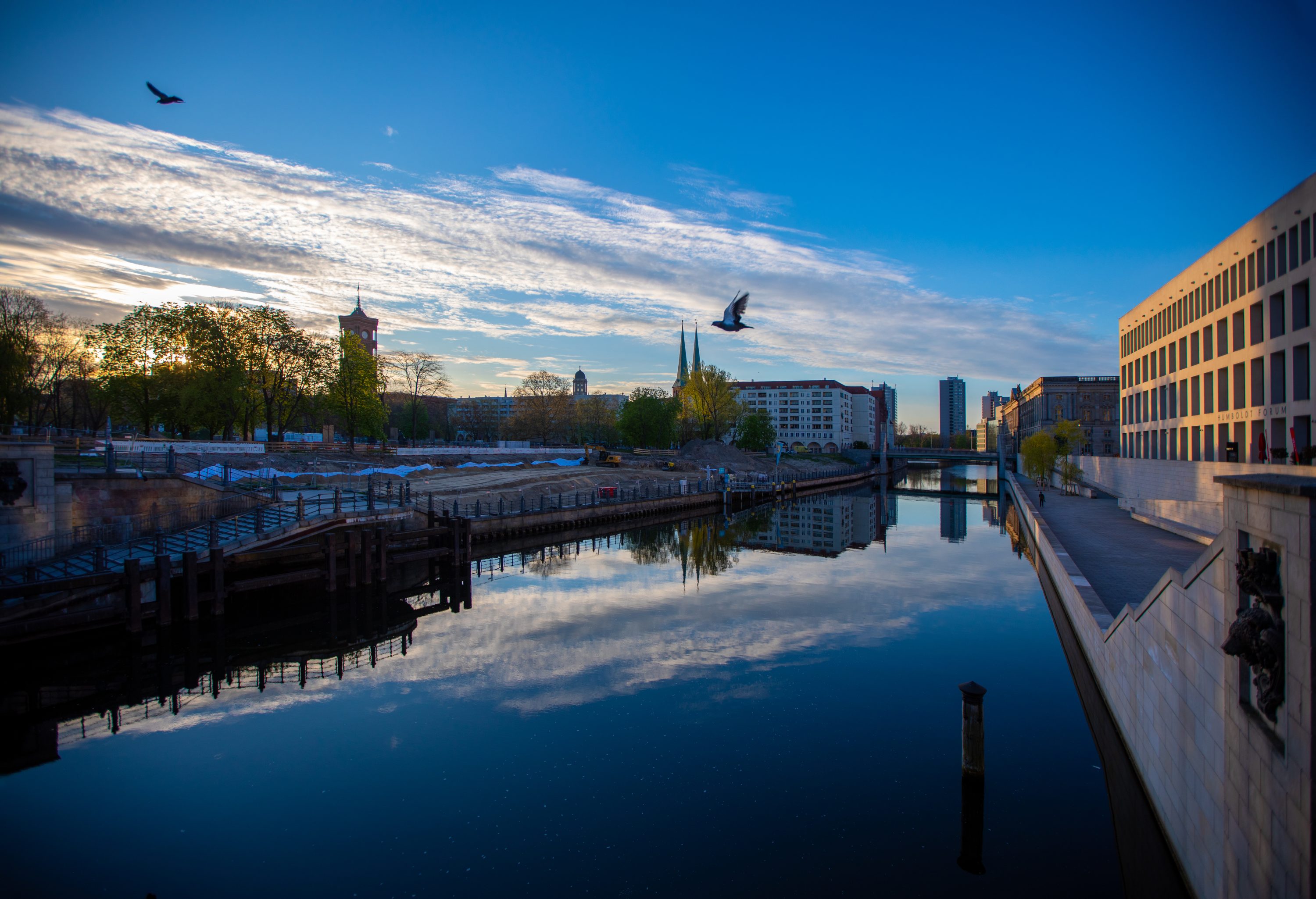 River Spree in the morning blue