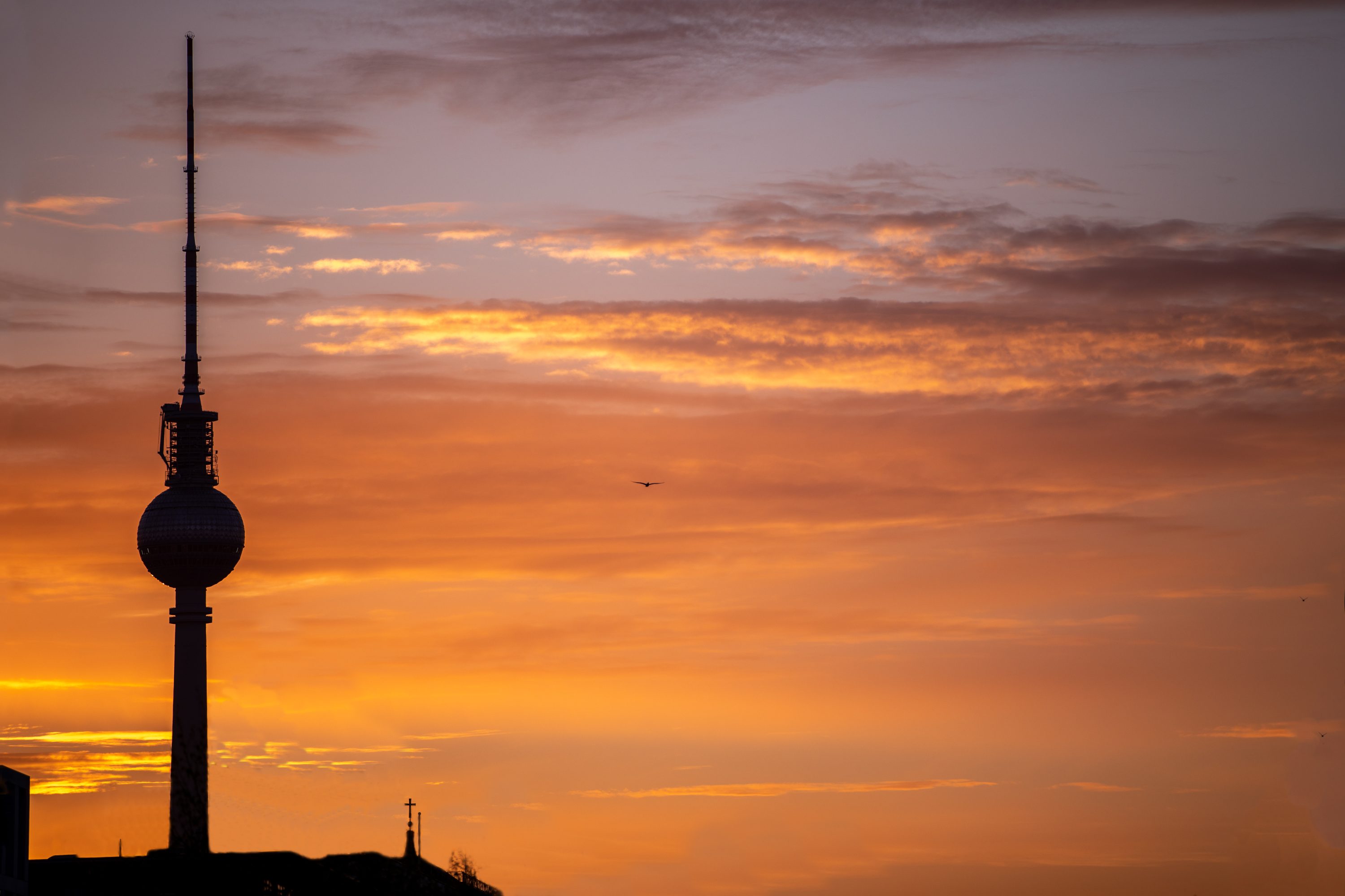 Berlins tv tower in golden morning light